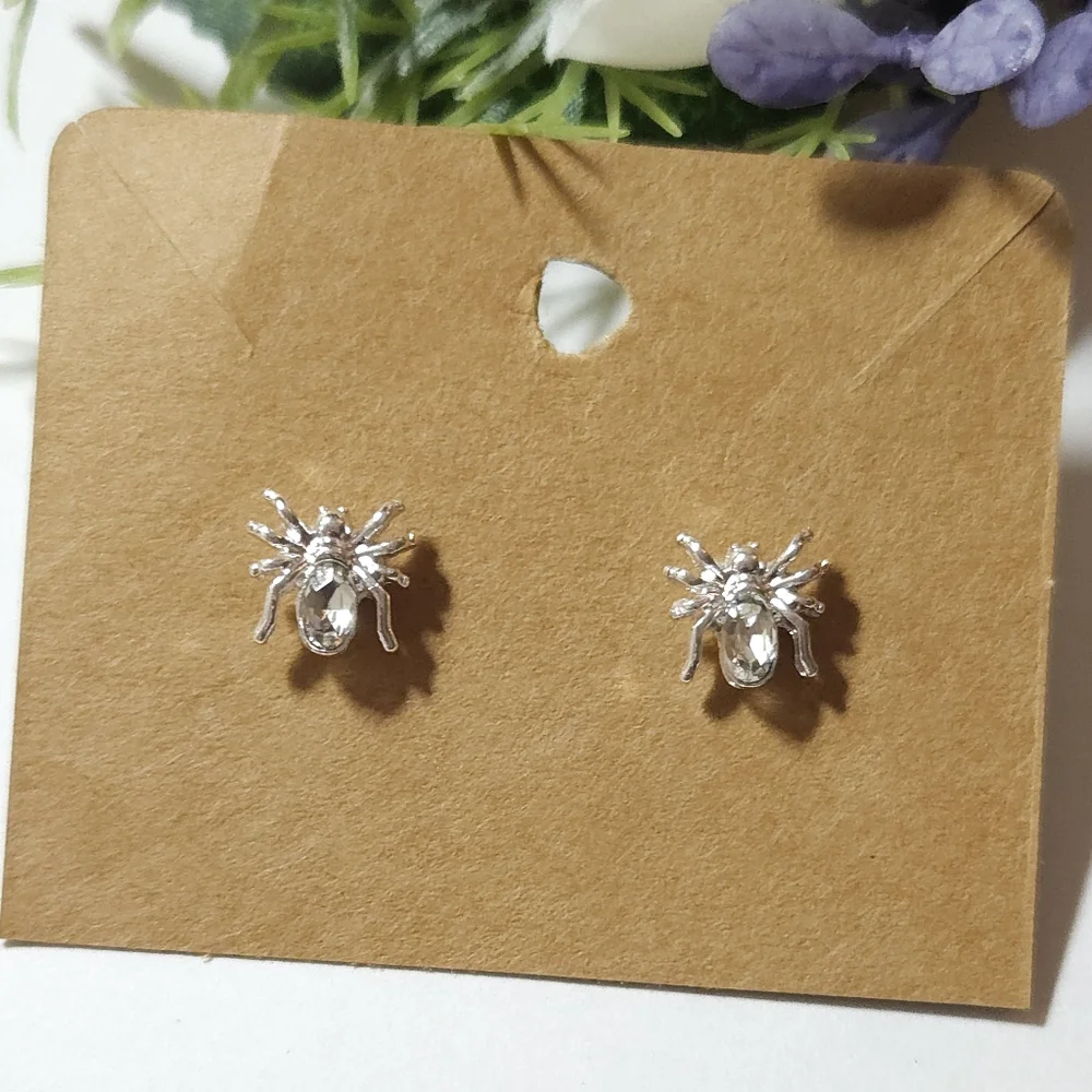 Sterling Silver Crystal Spider Stud Earrings Glass Crystal Spider Earrings - Picture 8 of 8
